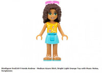 LEGO MiniFigures Friends FRND169 Andrea - Medium Azure Skirt, Bright Light Orange Top with Music Notes, Sunglasses