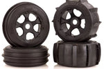 *CLEARANCE* Rovan ROV-850492A 4.7/5.5" Baja 5B Sand Buster Tyres on Black Rims - Beadlocked Wheel Set