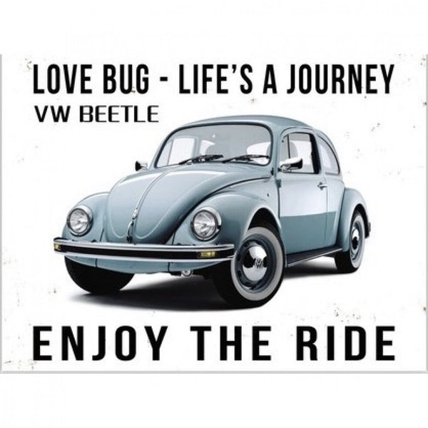 *CLEARANCE* Imprezive YHJ52952B2 VW Beetle 'Love Bug - Life's a Journey, Enjoy the Ride' Flat Tin Sign