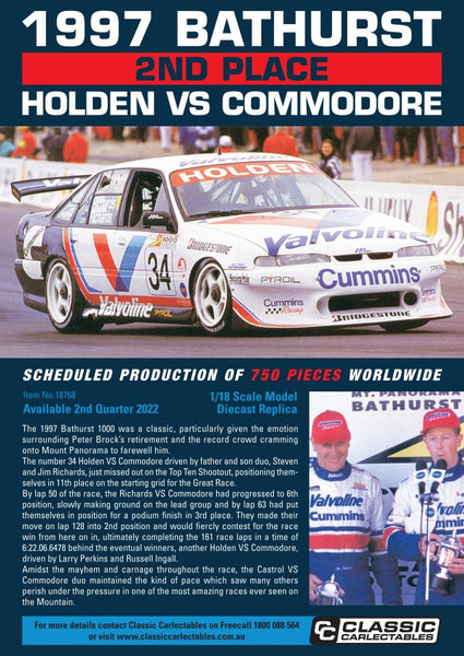 *CLEARANCE* Classic Carlectables 18768 Holden VS Commodore 1997 Bathurst 2nd Place #34