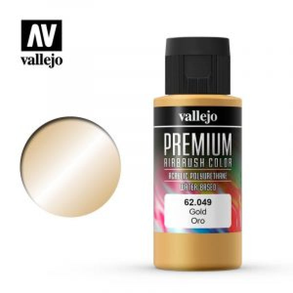 *CLEARANCE* Vallejo 62049 Premium Colour Gold 60ml Acrylic Airbrush Paint