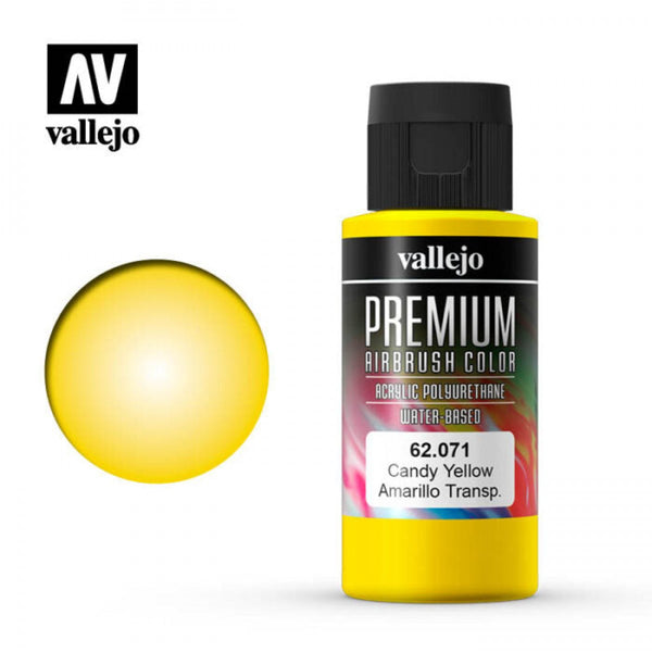 *CLEARANCE* Vallejo 62071 Premium Colour Candy Yellow 60ml Acrylic Airbrush Paint