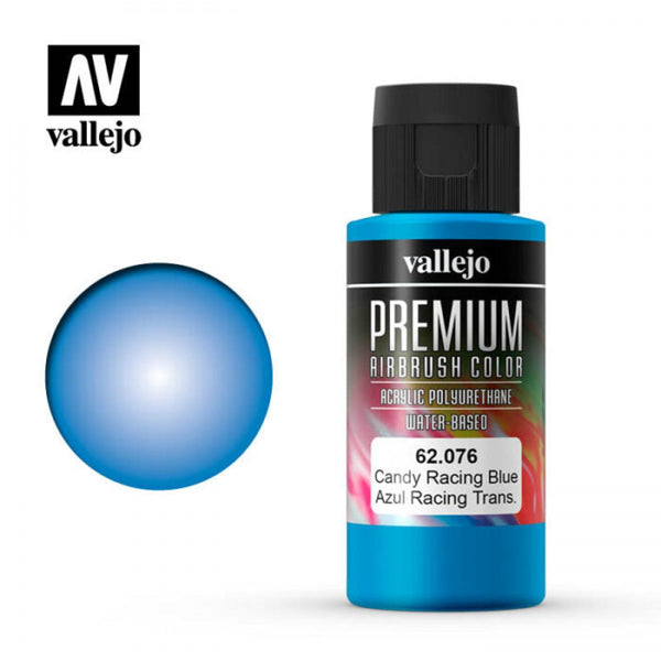 *CLEARANCE* Vallejo 62076 Premium Colour Candy Racing Blue 60ml Acrylic Airbrush Paint