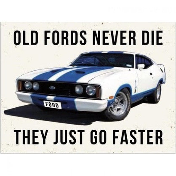 *CLEARANCE* Imprezive YHJ52880B1 Ford XC Cobra "Old Fords Never Die, They Just Go Faster" Embossed Tin Sign