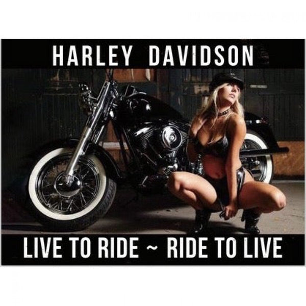 *CLEARANCE* Imprezive Harley Davidson - Live to Ride, Ride to Live Embossed Tin Sign.