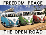 *CLEARANCE* Imprezive YHJ52869B2 VW Combi 'Freedom, Peace, The Open Road' Flat Tin Sign